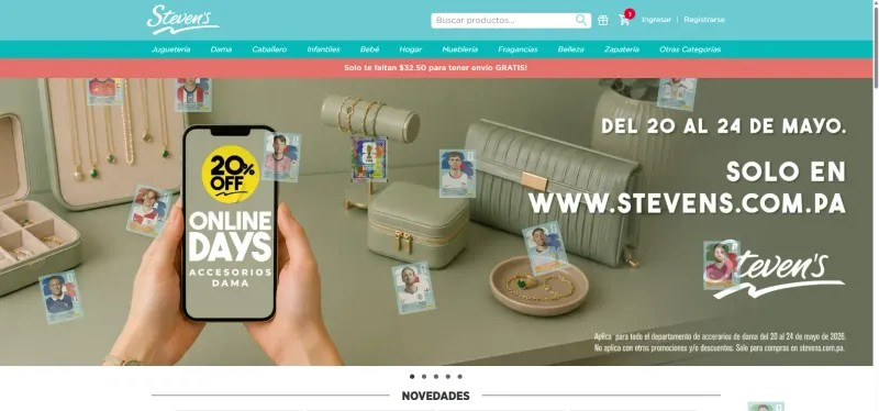 Desarrollo de plataforma web para Stevens en Panamá